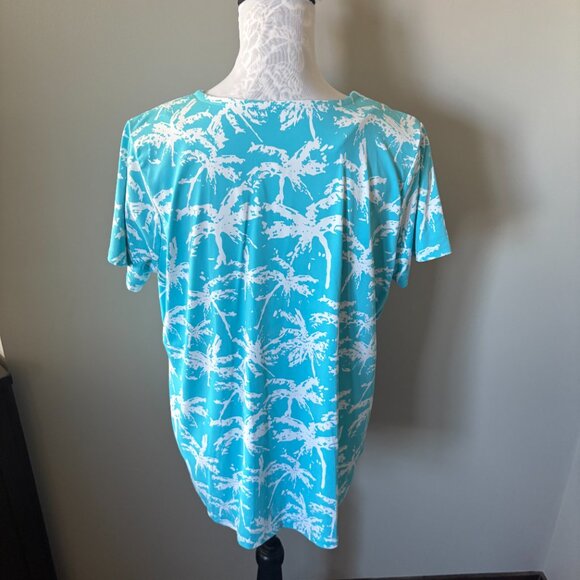 Lulu-B Womens Blue Palm Tree Print Athletic Top Golf Size Xlarge - Picture 4 of 5
